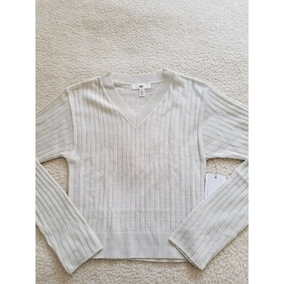 BP.  Women's Reagan Rib Knit Crop Sweater In Ivory Size XS - Picture 1 of 6